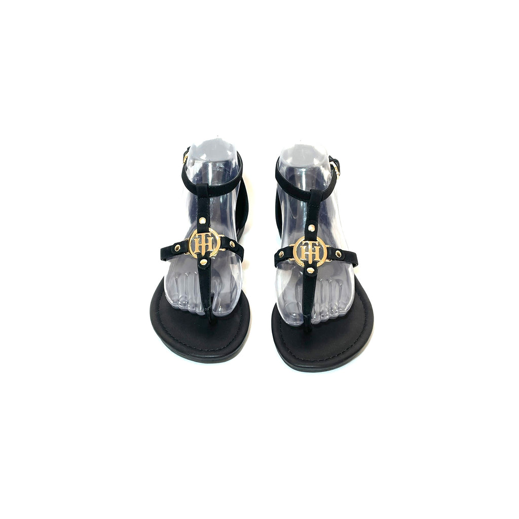 Tommy Hilfiger Black Thong Logo Sandals | Like New |