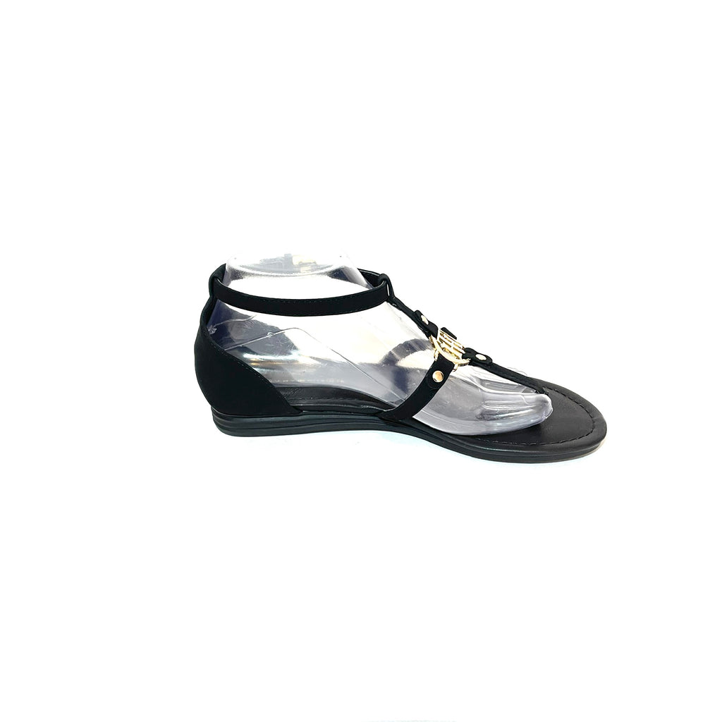 Tommy Hilfiger Black Thong Logo Sandals | Like New |