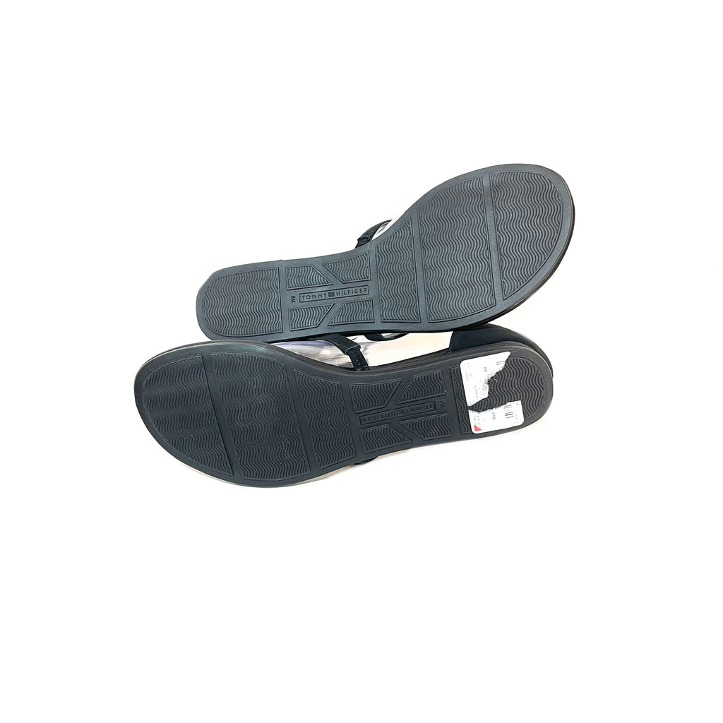 Tommy Hilfiger Black Thong Logo Sandals | Like New |