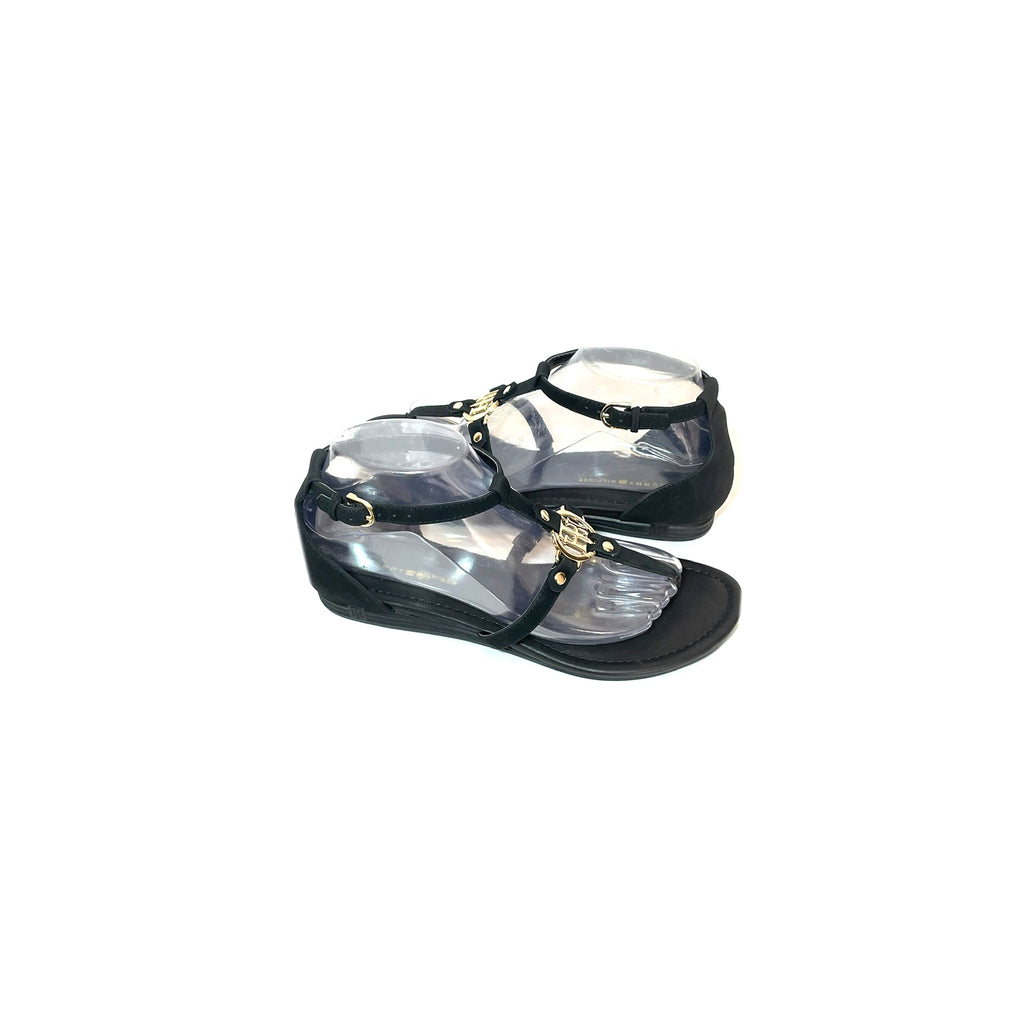 Tommy Hilfiger Black Thong Logo Sandals | Like New |