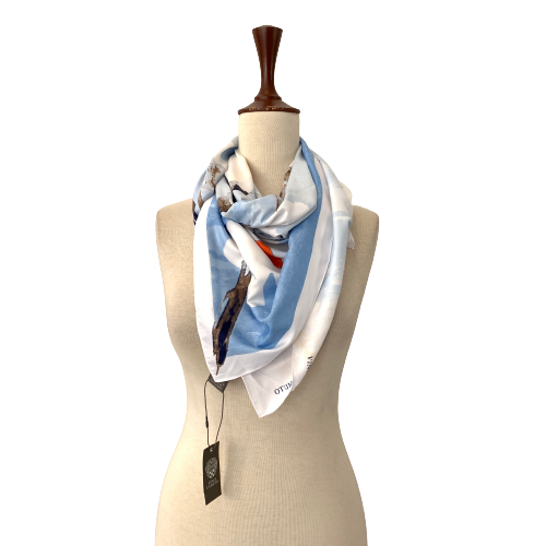 Vince Camuto Blue Printed Square Scarf | Brand New |