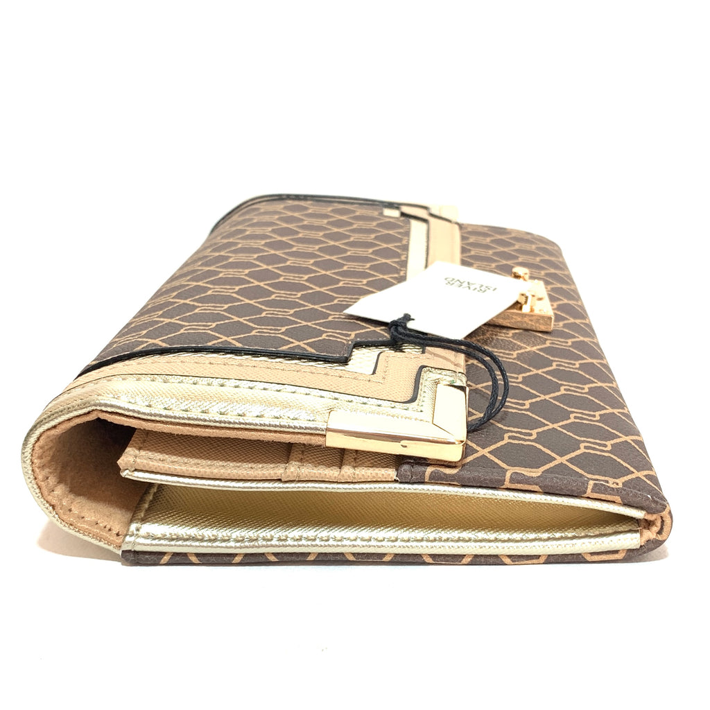 River Island Brown & Gold Travel Wallet | Brand New |