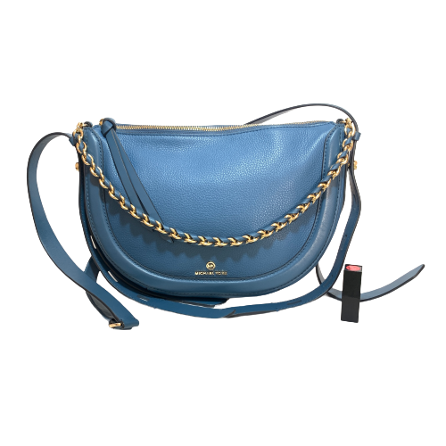 Michael Kors Blue Pebbled Leather Saddle Crossbody Bag | Gently Used |