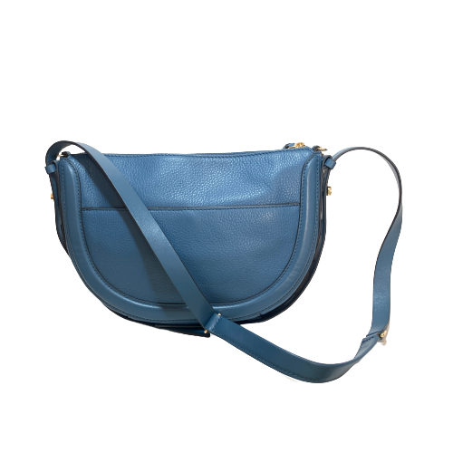 Michael Kors Blue Pebbled Leather Saddle Crossbody Bag | Gently Used |