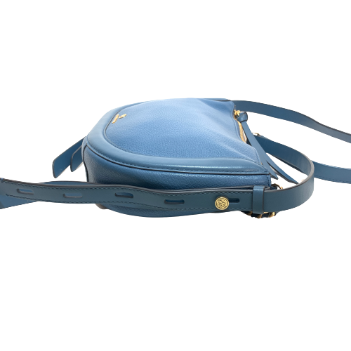 Michael Kors Blue Pebbled Leather Saddle Crossbody Bag | Gently Used |