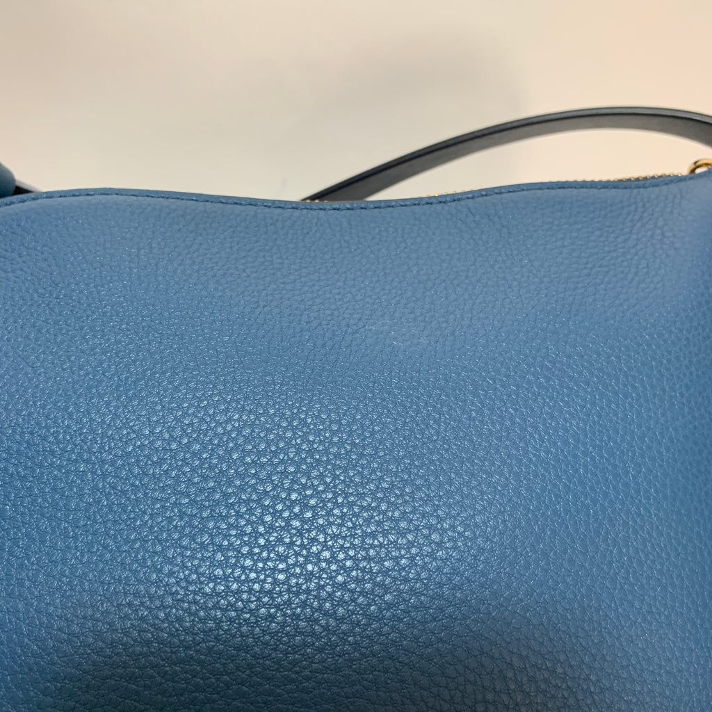 Michael Kors Blue Pebbled Leather Saddle Crossbody Bag | Gently Used |