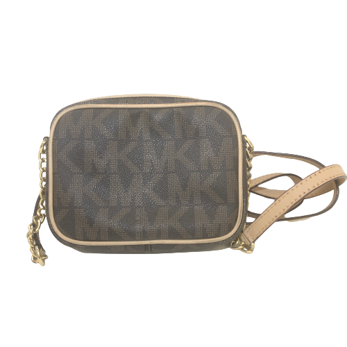 Michael Kors Brown Monogram Mini Crossbody Bag | Pre Loved |