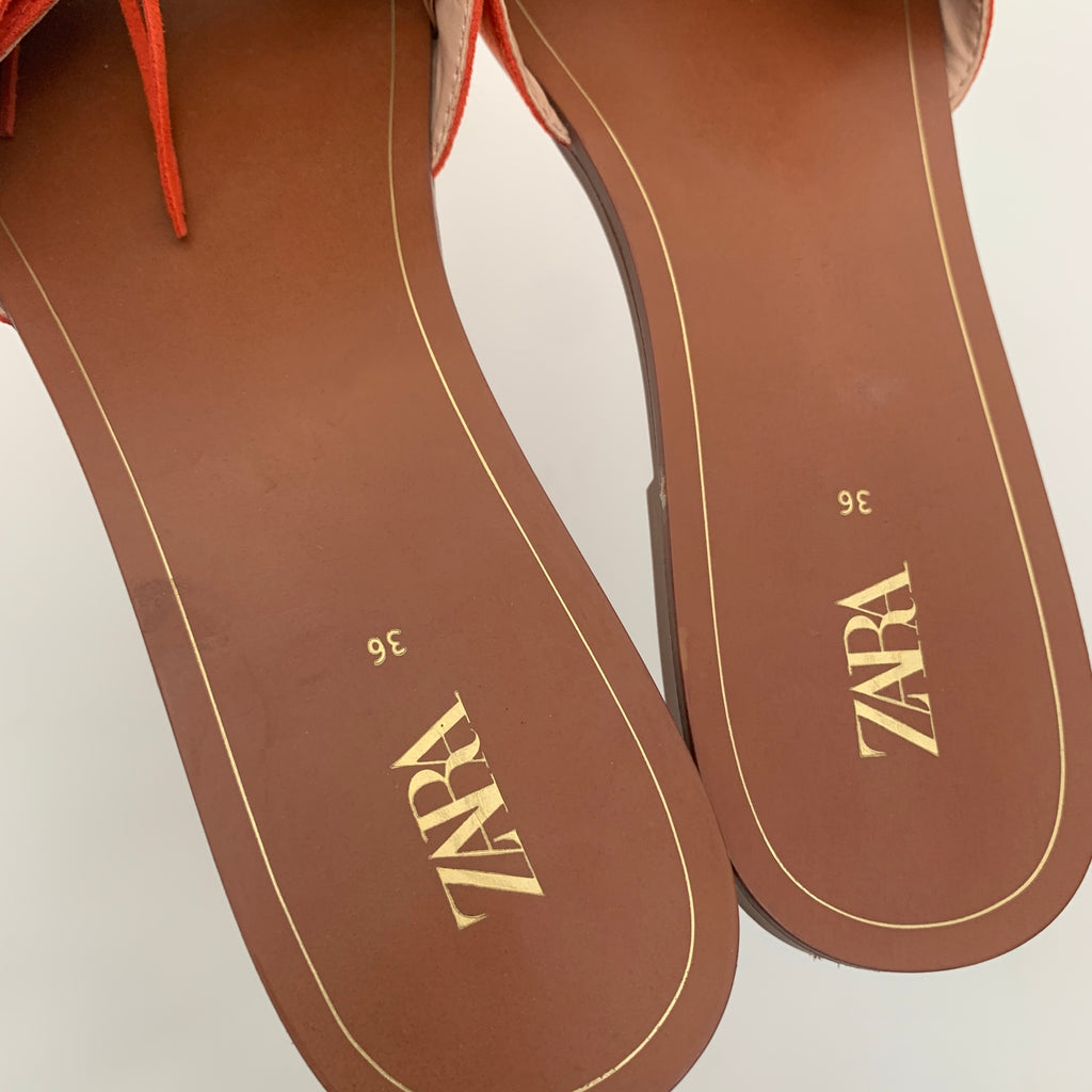ZARA Orange Knot Fringe Slides | Gently Used |