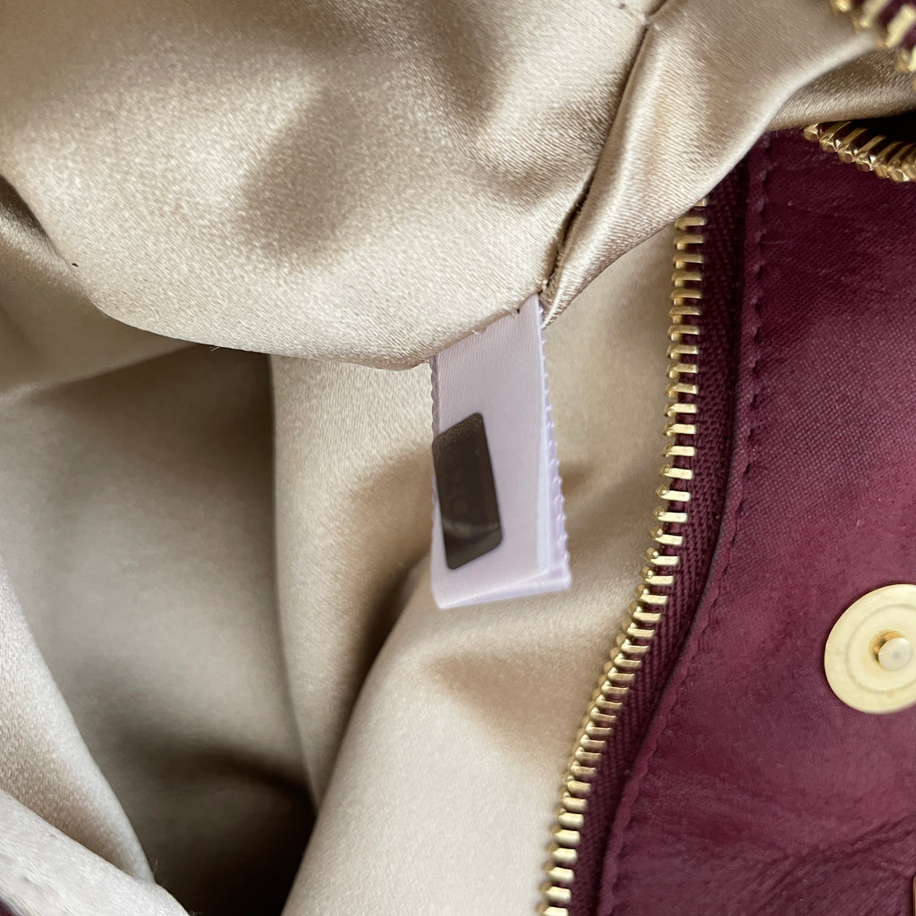 Jimmy Choo Maroon Suede & Gold Chains Clutch | Pre Loved |