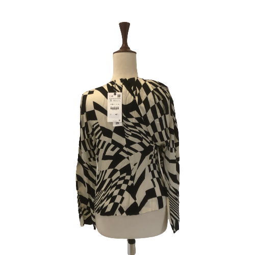 ZARA Black and White Printed Top | Brand New |