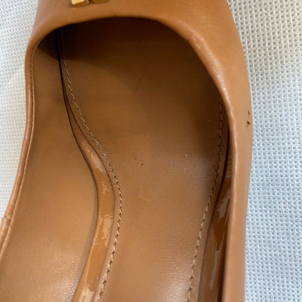 Tory Burch Tan Leather 'Jolie' Peep-toe Wedges | Pre Loved |