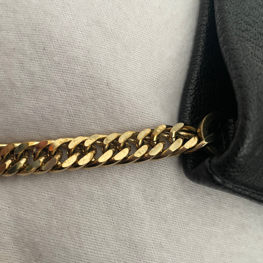 Jimmy Choo Black Leather & Gold Chain Fold-Over Bag | Pre Loved |