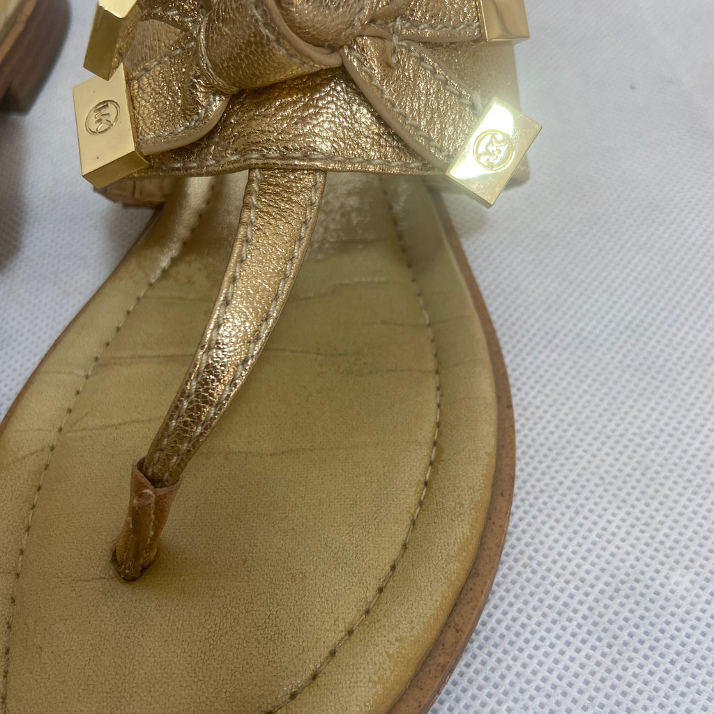 Michael Kors Gold Bow Thong Sandals | Pre Loved |