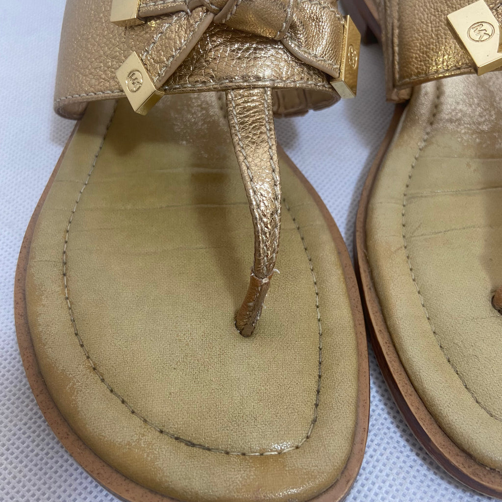 Michael Kors Gold Bow Thong Sandals | Pre Loved |
