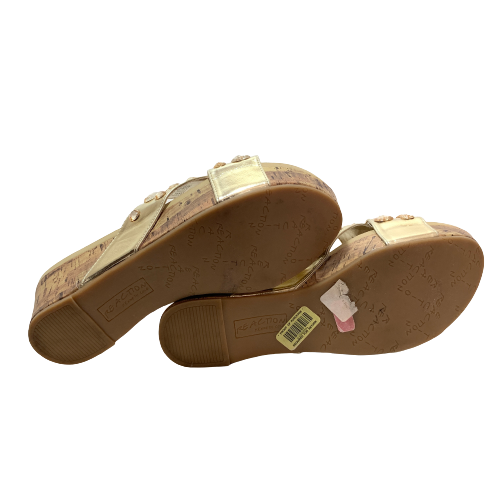 Kenneth Cole Reaction Gold Rhinestone Strappy Wedges | Gently Used |