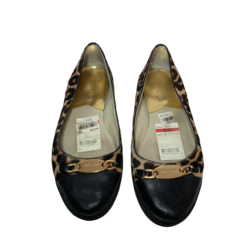Michael Kors Animal Print & Black Leather Ballet Flats | Pre Loved |