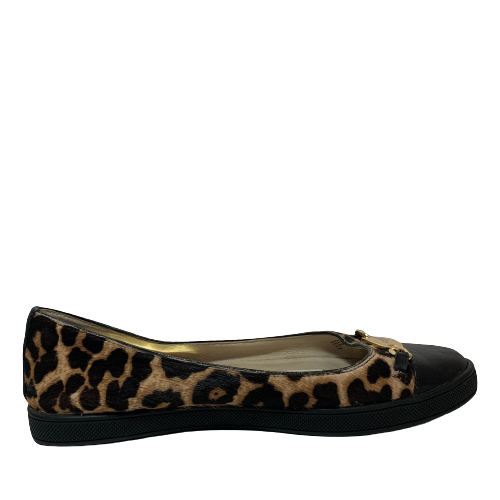 Michael Kors Animal Print & Black Leather Ballet Flats | Pre Loved |