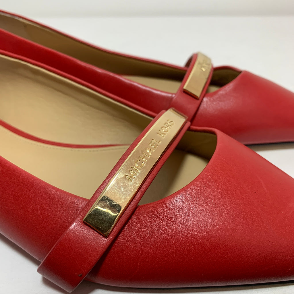 Michael Kors Red Leather Pointed Flats | Pre Loved |
