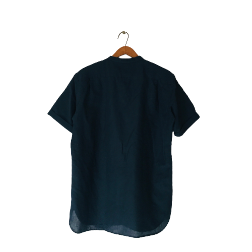 Uniqlo Men's Blue Linen & Cotton Short-sleeved Shirt | Gently Used |