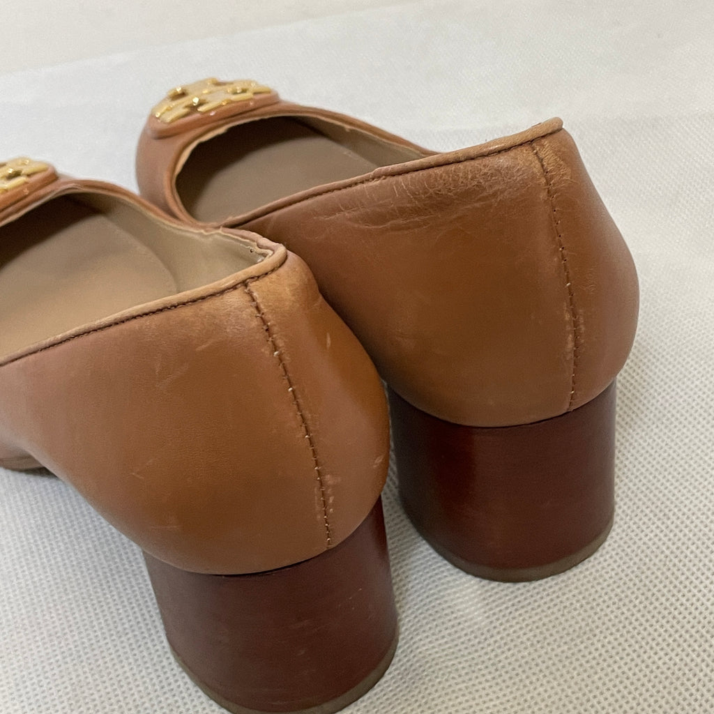 Tory Burch Tan Leather 'Benton 2' Block Heels | Pre Loved |