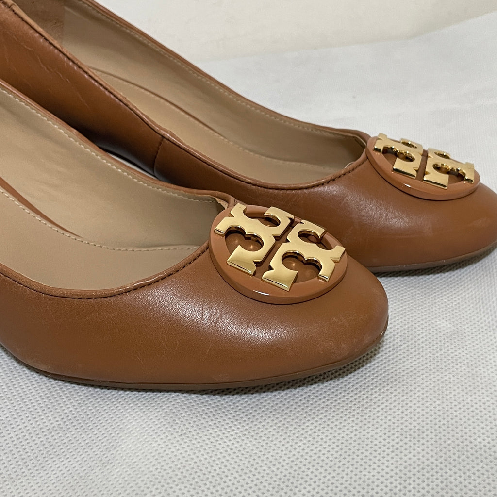 Tory Burch Tan Leather 'Benton 2' Block Heels | Pre Loved |