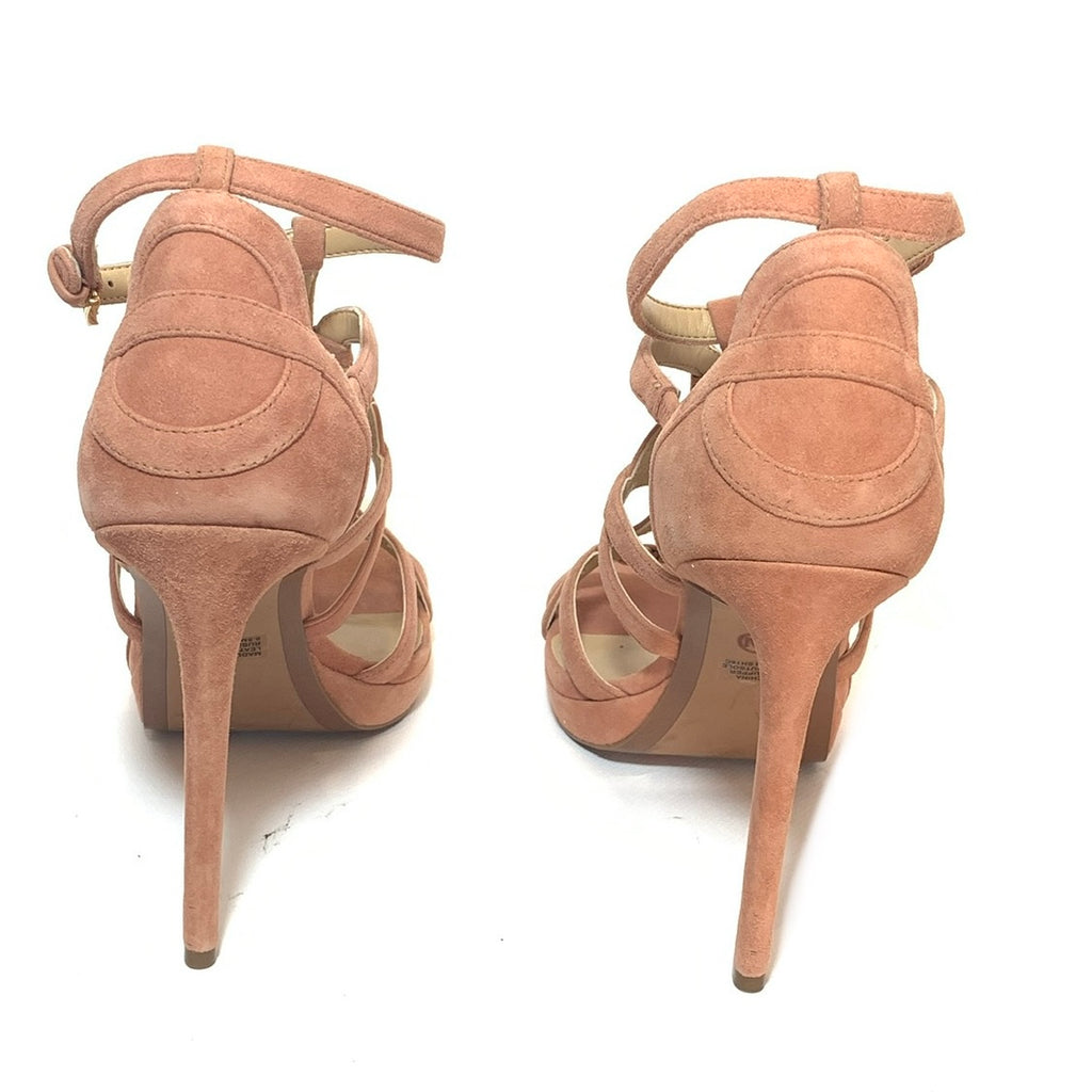Michael Kors 'Sandra' Caged Terra Suede Platform High Heeled Sandals | Like New |