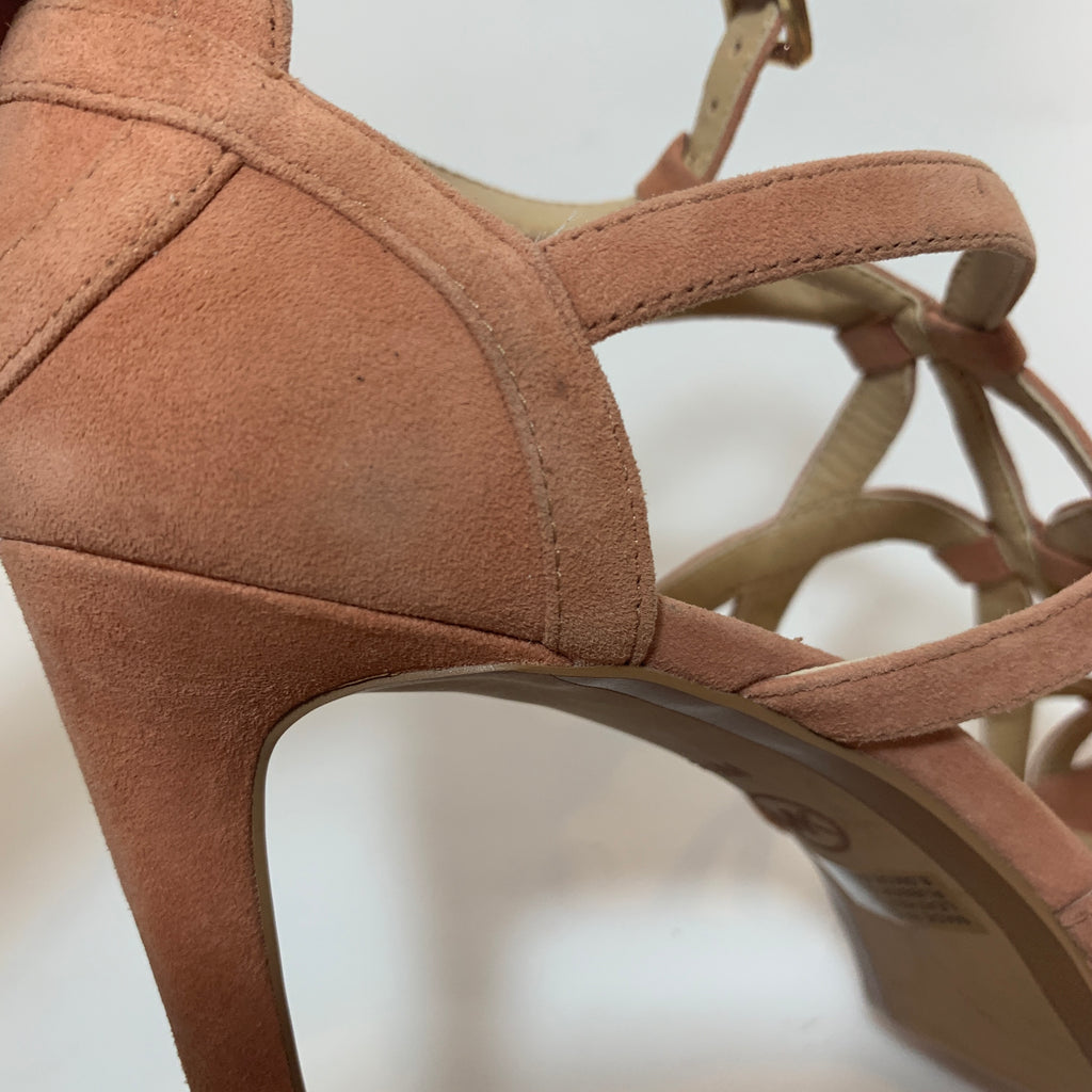 Michael Kors 'Sandra' Caged Terra Suede Platform High Heeled Sandals | Like New |