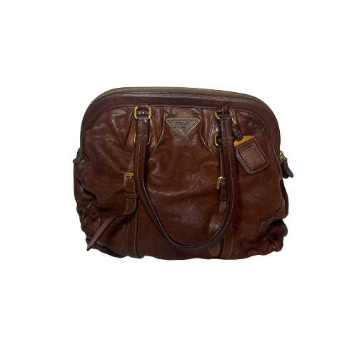 Prada Buffalo Leather Cocoa Frame Washed Bag | Gently Used |
