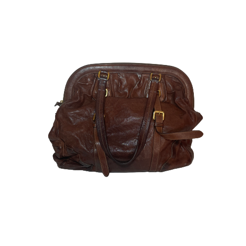 Prada Buffalo Leather Cocoa Frame Washed Bag | Gently Used |