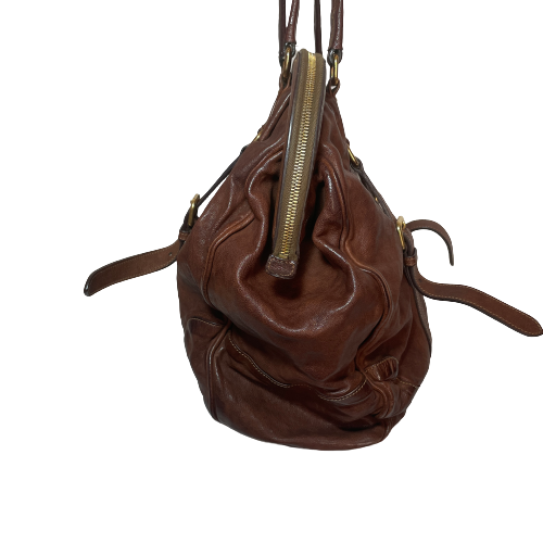 Prada Buffalo Leather Cocoa Frame Washed Bag | Gently Used |