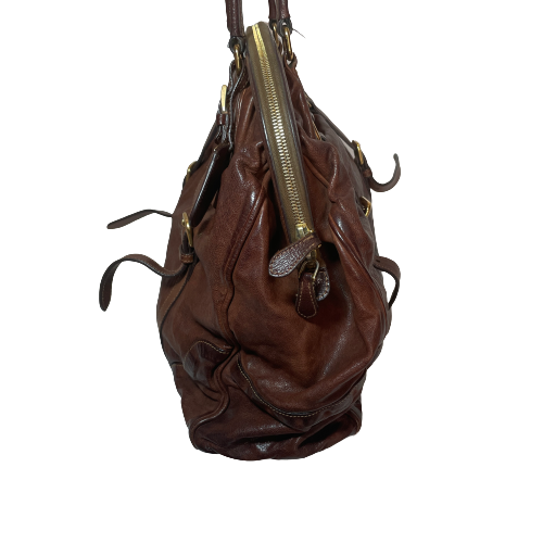 Prada Buffalo Leather Cocoa Frame Washed Bag | Gently Used |