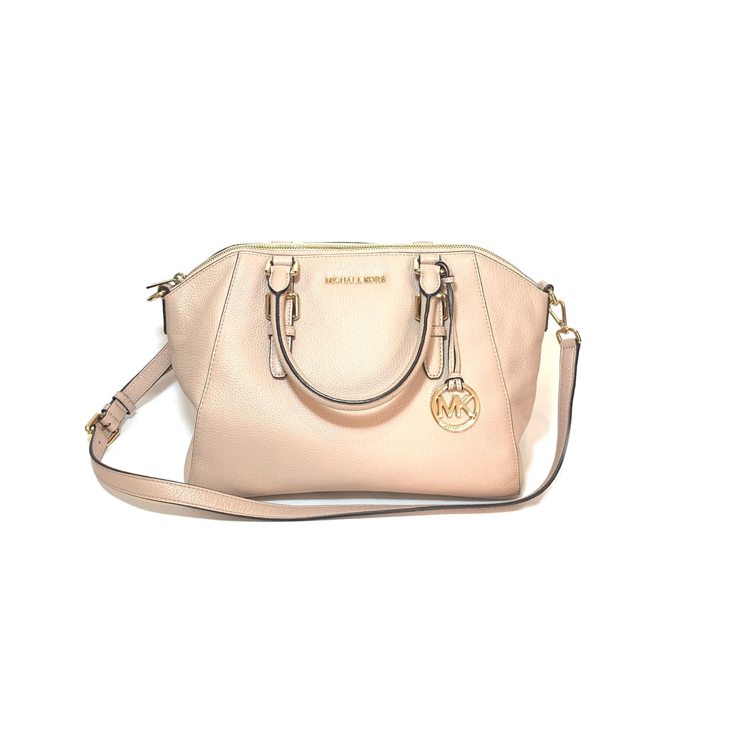 Michael Kors Nude-Beige Pebbled Leather Satchel | Pre Loved |