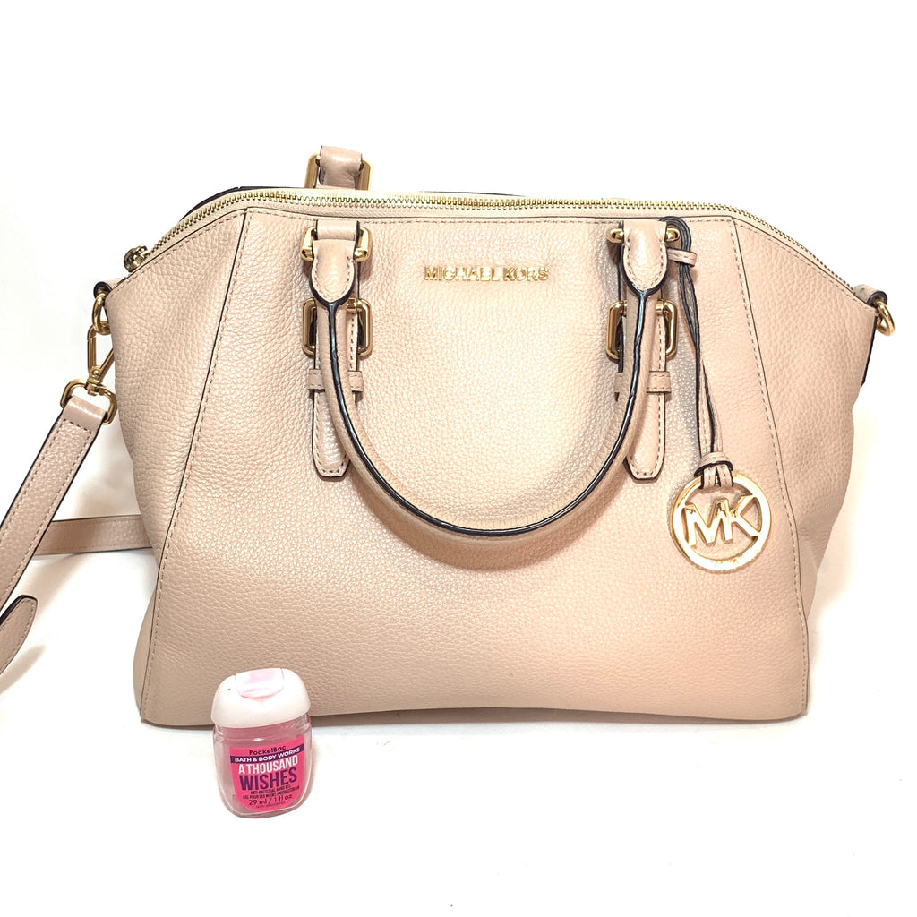 Michael Kors Nude-Beige Pebbled Leather Satchel | Pre Loved |