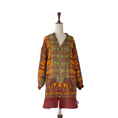 ZARA Green & Orange Printed Tunic | Gently Used |