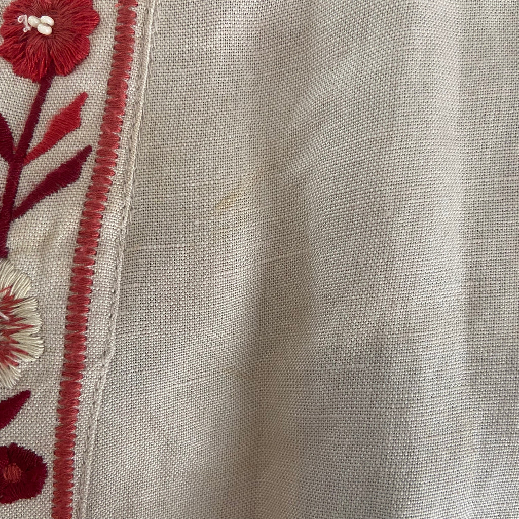 Mango Beige with Red Embroidery Open Long Jacket | Brand New |