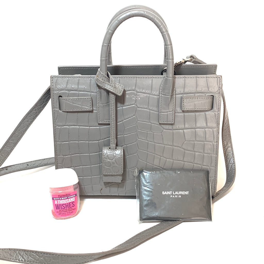 YSL Grey Leather 'Sac De Jour' Nano Satchel | Gently Used |