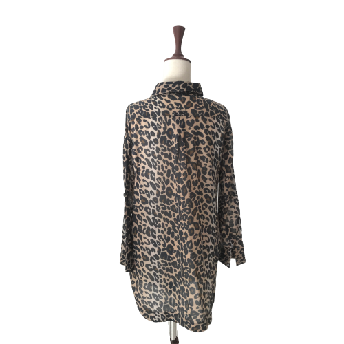 ZARA Cheetah Print Sheer Collared Shirt | Pre Loved |