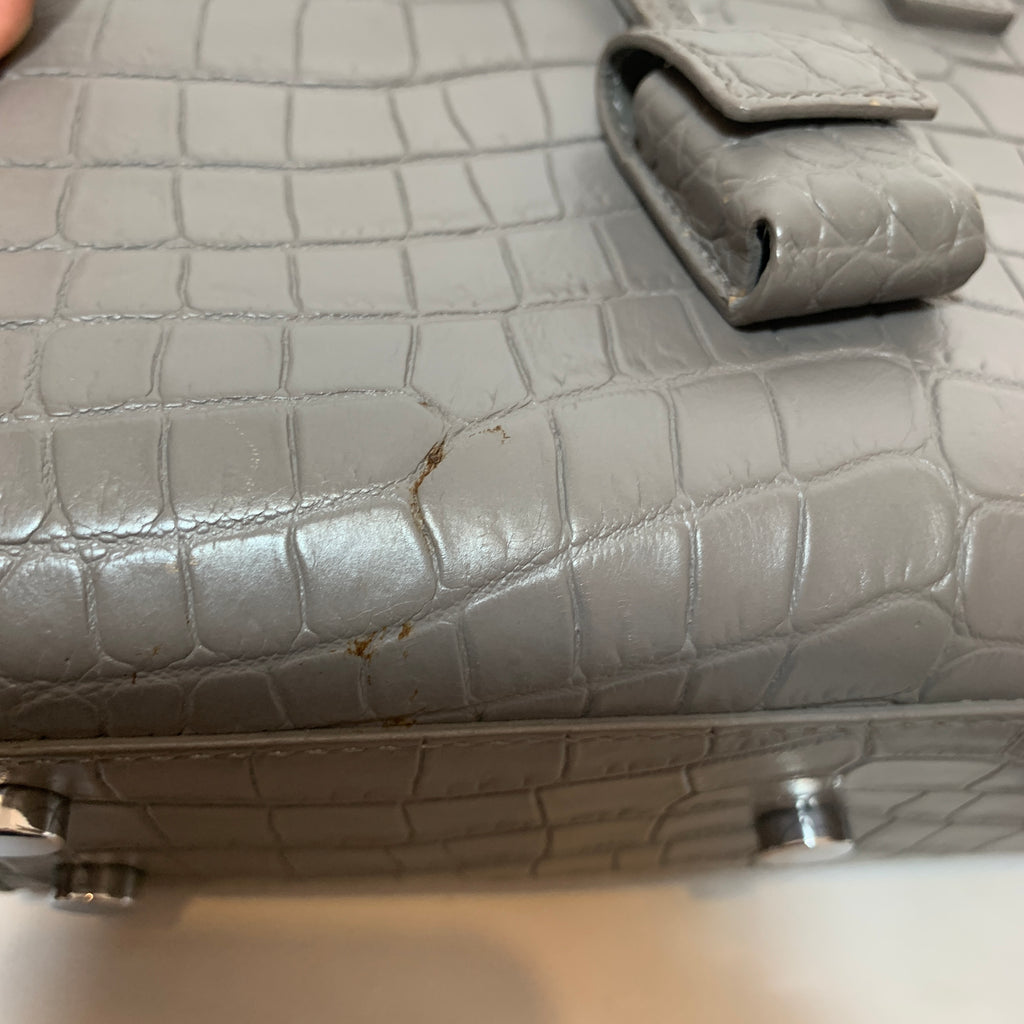 YSL Grey Leather 'Sac De Jour' Nano Satchel | Gently Used |