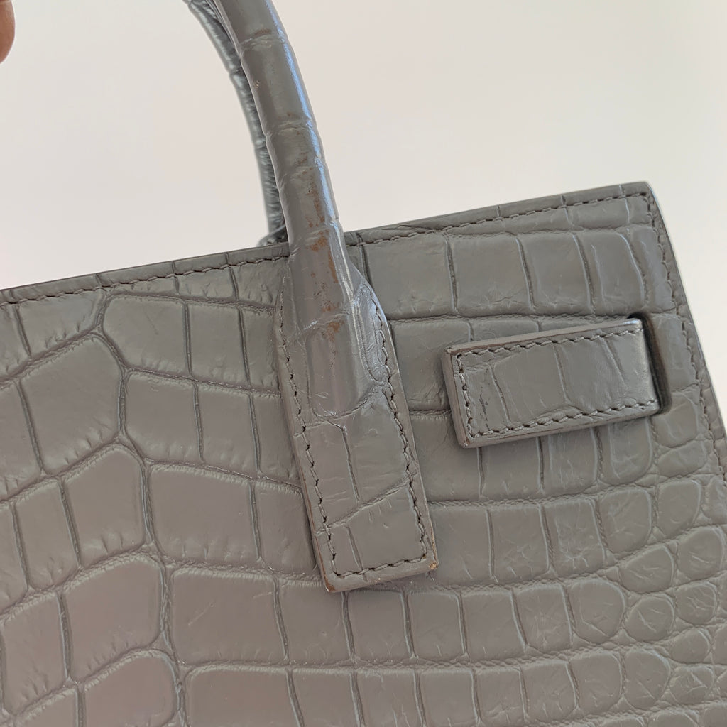YSL Grey Leather 'Sac De Jour' Nano Satchel | Gently Used |