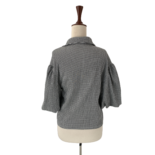 Mango Black & White Houndstooth Print Shirt | Gently Used |