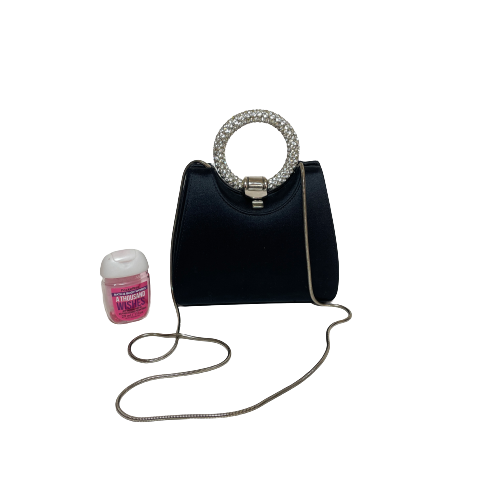 Stuart Weitzman Black Satin & Crystal Handle Evening Bag | Gently Used |