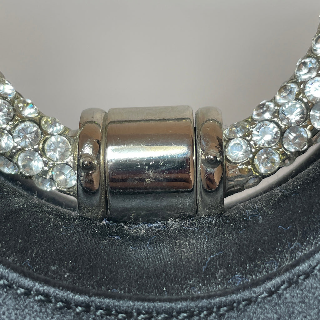 Stuart Weitzman Black Satin & Crystal Handle Evening Bag | Gently Used |