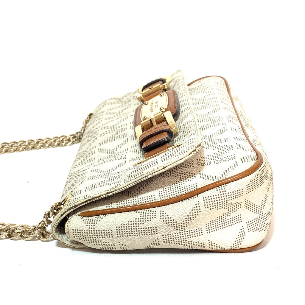 Michael Kors Vanilla Monogram Hamilton Flap Shoulder Bag | Pre Loved |