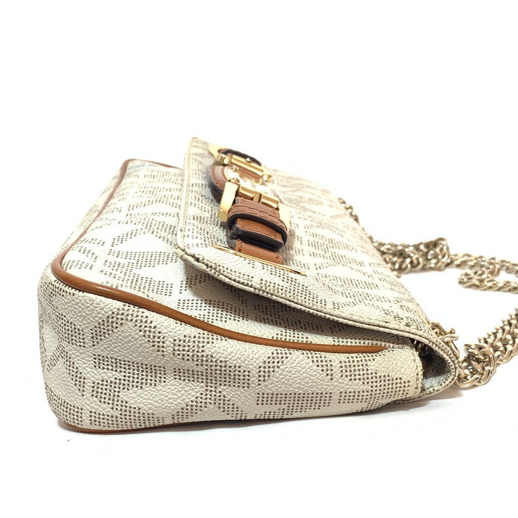 Michael Kors Vanilla Monogram 'Hamilton Flap' Shoulder Bag | Pre Loved |