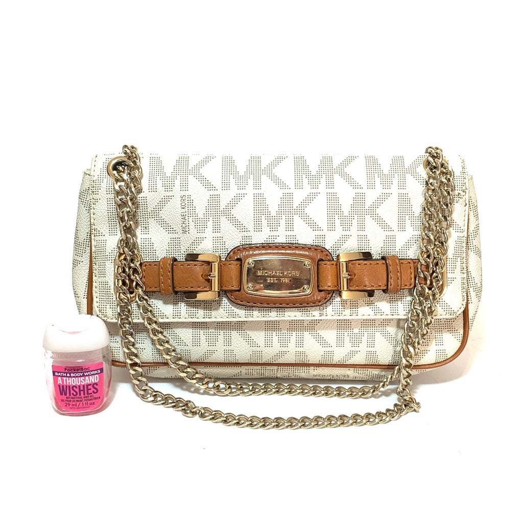 Michael Kors Vanilla Monogram 'Hamilton Flap' Shoulder Bag | Pre Loved |