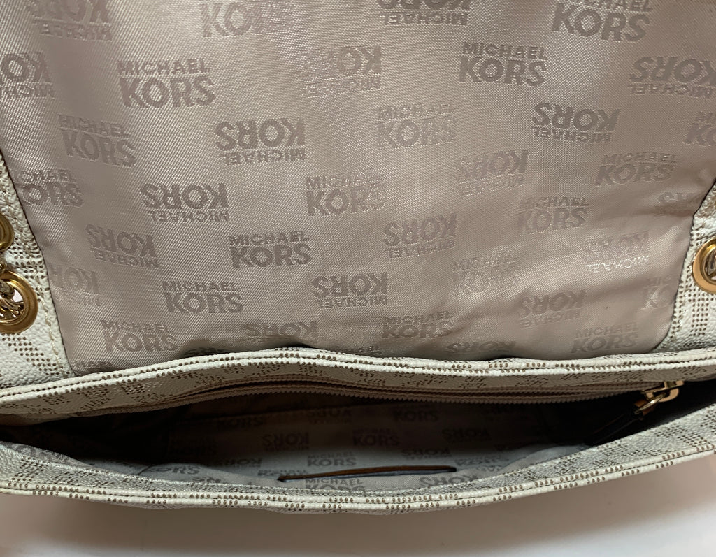 Michael Kors Vanilla Monogram Hamilton Flap Shoulder Bag | Pre Loved |
