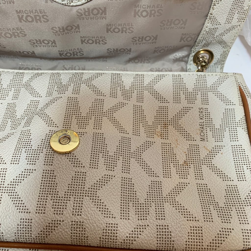 Michael Kors Vanilla Monogram Hamilton Flap Shoulder Bag | Pre Loved |