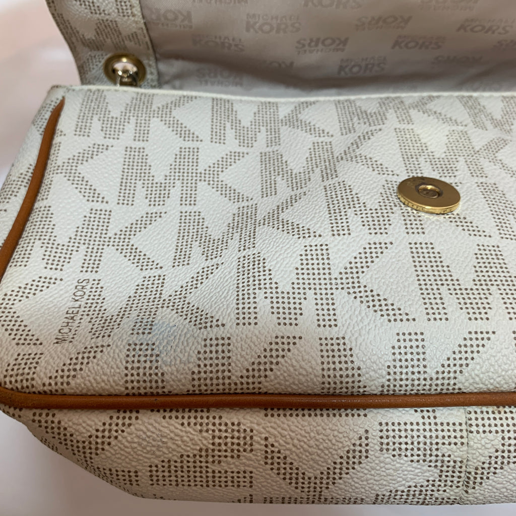 Michael Kors Vanilla Monogram Hamilton Flap Shoulder Bag | Pre Loved |