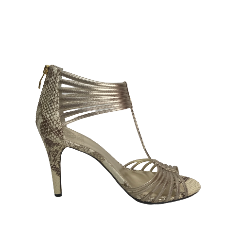 Vince Camuto Gold Snakeskin 'Sarea' Heels | Brand New |