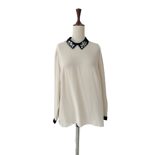 Marks & Spencer Collection Cream Top with Rhinestones | Gently Used |